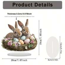 1PC 2D Easter Bohemian Bunny And Eggs Acrylic Table Decoration, Religious Theme Art For Home And Office