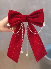 1 Stück Haarclip aus Samt mit Strass, Perle, Schleife, Quaste und Schmetterling, federnder Schmetterling Haaraccessoire, Geschenk für Feiertage