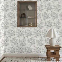 1 Roll French Retro Self-Adhesive Wallpaper - Floral Pattern, Waterproof, Removable And Reusable Sticker, Suitable For Bedroom, Living Room, Dining Room, TV Background, Home Decor, Cabinet, Bookshelf, Desk, Niche Furniture Renovation, Size 44*300/500/1000cm - Black and White - View 1