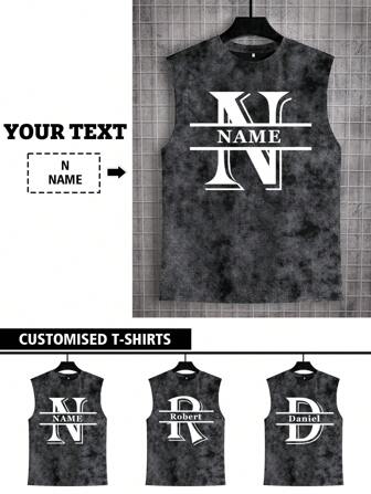 Customized Personalized "Letter, Name, Blessing" Men's Vest, Customize Your Text, Customize Your Name, Customize Baby/Friend/Idol/Couple/Family/Party/School/Sports/Pet Love Letter Print, Logo/Business/Company Party Uniform, Birthday Gift, Holiday Gift, Party Gift, Wedding Gift, Friend Gift, Anniversary Gift Ornamental,Dawg Stylish,Fashion,Hipster,Contracted,Easy Costume,Modest Fashion,Minimal Chic,Casual Custom,Unique,Personalized Ideal Gifts For Him Family,Boyfriend,Friends,Children