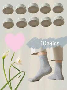 5/10 Pairs Disposable Compressed Mid-Calf Socks, Unisex Hygienic No-Wash Socks For Travel (White, Black, Grey) - Multicolor - View 13