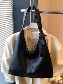 Dedoo 1件纯色新款PU个性化日常通勤手提包，简约托特包，单肩包，腋下包，带模块化信封袋和零钱包