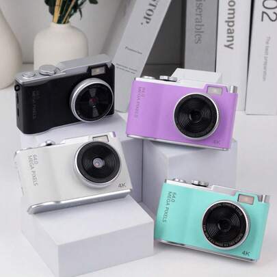 1 Pc LK-003 Dual Front & Rear CCD Vintage Camera, 64.0 Camera System Version, 48MP 4K HD Digital Camera With Card Reader + 8G Memory Card