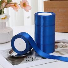 5 件 4 厘米宽丝带缎带蝴蝶结发饰，适用于蛋糕烘焙手工玫瑰花材料、生日派对、婚礼装饰、礼品包装、万圣节、秋季、圣诞节、新年伴娘派对礼物 - 寶藍色 - 查看 2