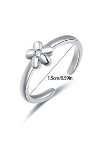 1pc Minimalist Toe Ring Foot Ring For Women S925 Sterling Silver Glamorous Fine Ladies Jewelry Gift For Girls - Small Flower - View 3