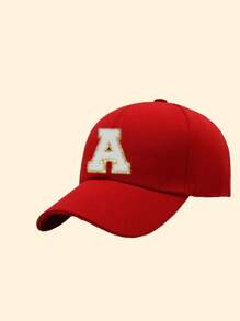 1 pieza Gorra de béisbol negra con 26 letras para niños, diseño bordado con hilo dorado, ajustable con cierre a presión, sombrero de sol de moda para niños y niñas - Rojo - Ver 12