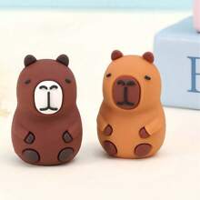 1 Pc Cute Capybara Design Manual Pencil Sharpener, Random Color & Style, Cartoon Handheld Pencil Sharpener Suitable For School & Office Use, For Pencils & Makeup Pencils, Compact Student Pencil Trimmer, Desk Decoration Portable Pencil Trimmer, Kids Learning Supplies Prize, Loved By Boys, Girls, School Supplies Back To School - Multicolor - View 5