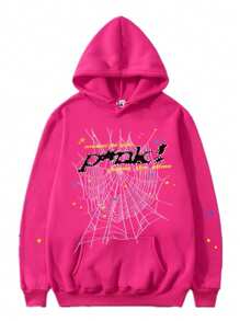 NEW Hip Hop Spider Hoodies Set Y2k Hoodie ,Tracksuit Pullover Sweatshirt And Trousers For Men Or Women Matching Hoodies For Couples Casual Unisex - 粉色 - 查看 1