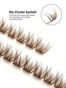 100pcs D Curl Brown DIY Cluster Lashes, Easy-Apply Individual Lash Extensions, Reusable Eyelash Clusters