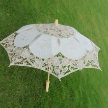 Lace Parasol Umbrella Vintage Wedding Bridal Lace Umbrella Craft White Lace Decorative Umbrella Photography Scene Prop - Ivory - View 1