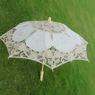 Lace Parasol Umbrella Vintage Wedding Bridal Lace Umbrella Craft White Lace Decorative Umbrella Photography Scene Prop