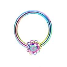 1/4Pcs 16G Stainless Steel Opal Colourful Nose Ring For Women Men,Fashion Sexy Septum Nasi Diaphragm Piercing Jewelry Gift Suitable For Everyday Parties Wearing - Multicolor - View 13