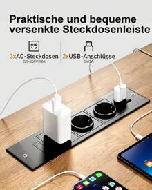 HLFURNIEU Escritorio Elevable Electrico 160 X 80 Cm, Mesa Escritorio Elevable Con Enchufes Y Puertos USB, Mesa Regulable En Altura Con 3 Control De Memoria, Standing Desk - 米楓木白腿 - 查看 5