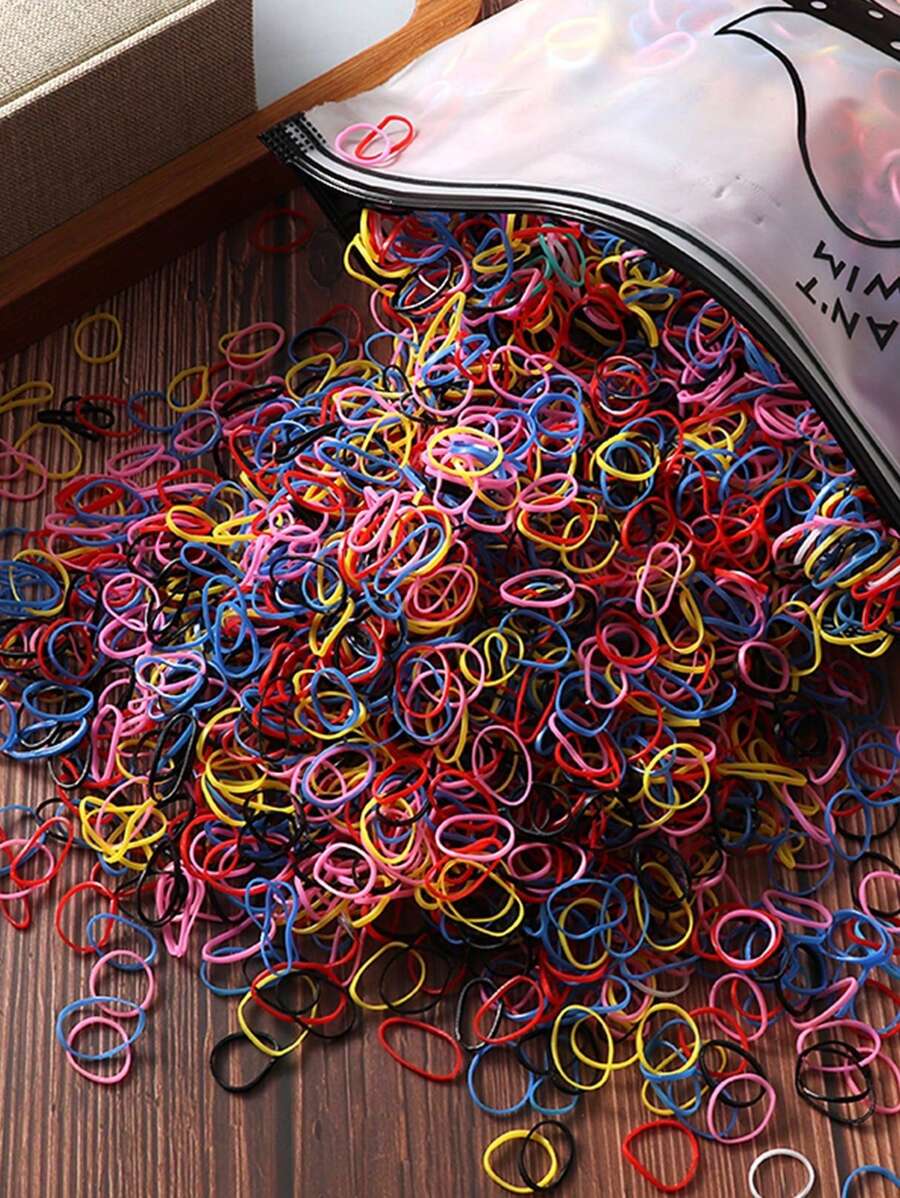 2000pcs/Set Colorful High Stretch Hair Ties For Women, Disposable Ponytail Holder Hair Accessories