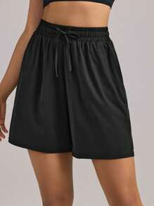 VUTRU 1Pc Drawstring Shorts With Pockets Flowy Lightweight Yoga Studio Jogging Daily - Black - View 4