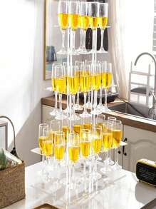 1pc=1set/3pcs=1set 优雅亚克力香槟杯架，现代透明香槟展示架，适合派对、婚礼、圣诞节