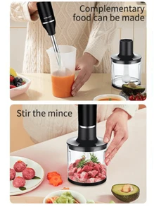 SOKANY 1 Stück elektrischer Handmixer, 2-Gang, 4-in-1: [Handmixer, Quirl, Fleischzerkleinerer, Messbecher], verwendet für Smoothies, Suppen und Dips, Edelstahl