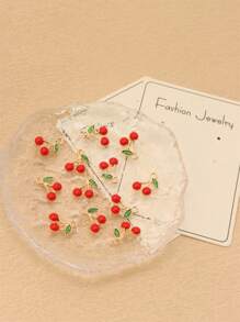 12pcs/Set Alloy DIY Cherry Fruit Pendant Charms - Red - View 5