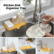 Silicone Bathroom Soap Dishes With Drain Spout-Bathroom And Kitchen Sink Organizer,Sponge Holder,Dish Soap Tray,Perfect For Dispenser,Scrubber,Bottle,Cup On Sink Or Counter-Coffee 4.9"*3.2" - 黃色 - 查看 4