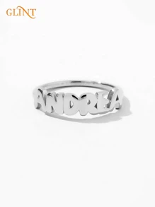 Custom Bubble Name Ring In Sliver Stainless Steel Ring,Handwriting Name Ring For Women,Stacking Ring In 18k Gold ,Custom Jewelry , Personalized Gift,Mother's Day Gift,Valentine's Day Gift, Father's Day Gift