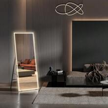 Dripex LED Full Length Dressing Mirror, 140x40cm Free Standing Floor Mirror, Wall Mounted Hanging Mirror With Lights, Full Size Body Mirror With Dimming & 3 Color Lighting For Bedroom (Black Frame) - Black Frame-140 X 50 Cm - View 7