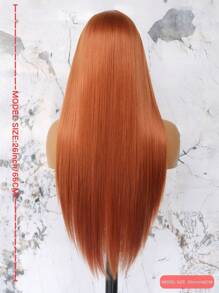 13*4 Ginger Orange Wig 26 Inch Long Lace Front Wig For Women Natural Heat Resistant Fiber Synthetic Straight Wigs For Daily Use Party Halloween - 薑色 - 查看 8