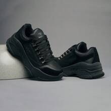 Women's Chunky Sneakers Metallic - 黑/黑 - 查看 5