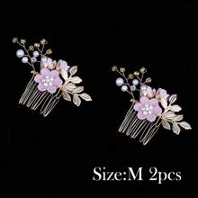 2/3/4 piezas Pasador de pelo con flores y perlas de imitación para mujer, y 1 peineta para bodas, fiestas, tocados estilo bohemio