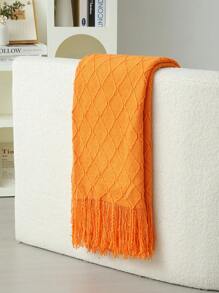 1入組針織毯子,沙發套,床單,辦公室小憩毯子,線,夏天,披肩,小憩毯子 - 橘色 - 查看 4