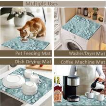 1pc Printed Utensil Drainer Mat, Coffee Pad, Diatomite Non-Slip Heat Resistant Tableware Mat, Coffee Bar Accessory Handmade Coffee Pot Drainage Pad, Highly Absorbent Non-Slip Kitchen Countertop Mat For Coffee Maker, Coffee Pot, Coffee Coaster