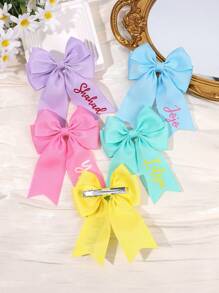 1 pieza Pinza de pelo con lazo personalizada para niñas con nombre impreso, lazo de pelo bordado con nombre personalizado, hebilla de pelo en forma de moño linda, adecuada para decoración diaria del cabello, regalo para niñas