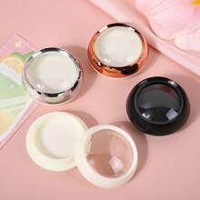 1pc Fashionable Cosmetic Portable Sampler Case, Luxury Electroplated Plastic Container, Nail Sequin Storage Round Box - Multicolor - View 2