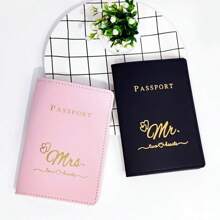 2PCS Mr Mrs PU Leather Lovers Passport Cover Passport Case Passport Holder Passport Wallet Card Holder Crown Graphic Lightweight Fashion Travel Accessories For Flight For Women Or Men Gift For Couples - Multicolor - View 6