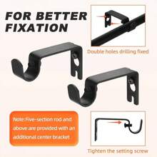 Black Curtain Rods 31-, Decorative Drapery Rod Adjustable By Splicing, 5/8 Inch Small Curtain Rod Bedroom, Living Room, Kitchen And Outdoors - Black|2 Pack - 查看 7