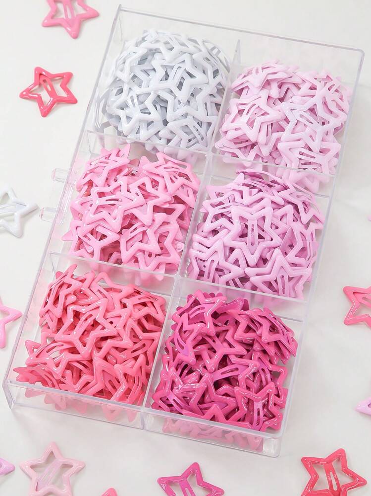 30 قطعة/مجموعة مشابك شعر للبنات بتدرج وردي، نجوم وخماسيات لامعة بسيطة، مشابك أميرة جميلة للاستخدام اليومي - متعدد الألوان - مشاهدة 2