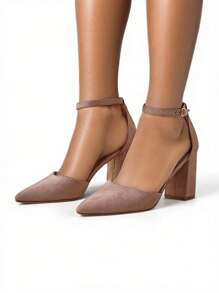 Women's -Suede Pumps - Khaki - View 2