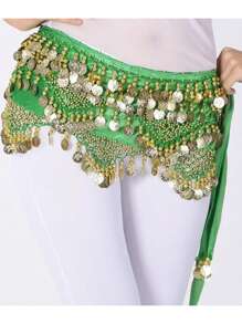 Female Belly Dance Waist Chain Shiny Coin Belly Dance Hip Scarf Velvet Dance Costume Oriental Hip Scarf Belt Jewelry - Multicolor - View 14