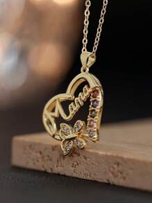 1pc Waterfree Elegant Copper Mama Heart Pendant Necklace With Zirconia, Grace-Themed Mother's Jewelry, Versatile Accessory For Thanksgiving, Mother's Day, Birthday Gift - Jewelry Gift Box - View 6