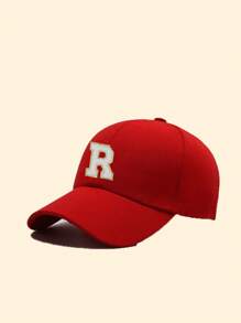 1 pieza Gorra de béisbol negra con 26 letras para niños, diseño bordado con hilo dorado, ajustable con cierre a presión, sombrero de sol de moda para niños y niñas - Rojo - Ver 40