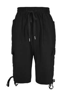 Quần lửng 7/8 Jisfaneya màu trơn, cạp chun, có túi, chất liệu co giãn - Màu đen, phong cách thường ngày, năng động, thích hợp cho kỳ nghỉ, thể thao, mùa xuân/hè. - màu đen - Xem 3