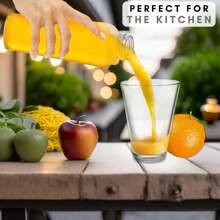 2 件 - 带盖透明玻璃瓶 18 盎司，可重复使用的玻璃水瓶，带不锈钢盖，适用于榨汁、冰箱、100% 防漏， - 無色 - 查看 6