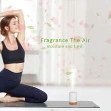 1 Pc 150ml Ultrasonic Mini Air Humidifier Aromatherapy Essential Oil Diffuser USB Powered Auto Shut Off Timer Ultra Quiet Cracked Cover White Yellow Dark Woodgrain For Home, Office, Yoga, Bedroom