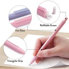 Four Candies Cute Mechanical Pencil Set, 6PCS Pastel Mechanical Pencils 0.5 & 0.7mm With 360PCS HB Leads, 3PCS Erasers And 9PCS Eraser Refills, Aesthetic School Supplies Girls Writing - 0,5mm + 0,7mm - Xem 5