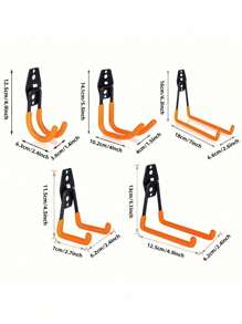 Heavy Duty Steel Garage Hooks - Wall Mounted Tool Storage Rack, Suitable For Power Tools, Ladders, Bicycles Etc. - Easy Installation, Stylish Storage Solution - Black, Multi-Function Hooks | Wall Mounted Hooks | Easy Install Hardware For Hanging Items, Double Layer Wall Mounted Multi-Purpose Storage Rack For Mops, Brooms, Power Tools, Ladders, Bicycles - Powder Coated Steel Tool Hanger Rack, High Load Bearing Capacity - Multicolor - View 4