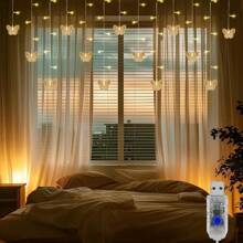 1 pieza Luces de hadas con forma de mariposa, 11.48ft 96 LED con control remoto y temporizador, 8 modos de destello para pared de fotos, decoración de habitación, decoración de boda, decoración de pared, multicolor - Cadena de luces de mariposa con control remoto USB de 4 metros y 96 luces - Ver 7