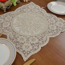 1 Pc Rope Embroidered Table Cloth, Table Runner, Doilies, Placemat,1 Pair Napkin(2 Packed Per Bag), Size: 85cm*85cm, 40cm*100cm, 40cm*120cm, 40cm*150cm, 40cm*40cm Square, 40cm Round, 28cm*28cm(Napkin), Traditional Style, Best Decoration For Dinning Table, Coffee Table, Suitable For Parties, Celebrations, Holidays And Daily Life.