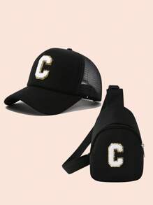 2pcs/Set Boys Letter Print Baseball Cap And Bag, Girls Breathable Bodycon Casual Everyday & Outdoor Wear - Multicolor - View 12