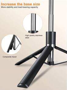170cm/ 66.9-Inch Remote Control Bluetooth Alloy Selfie Stick Mobile Phone Stand, LED Fill Light, Suitable For Shooting Video, Recording Life, Telescopic, 360° Rotation, Anti-Shake, Folding Portable Three-Legged Handheld/Ground Selfie Stick
