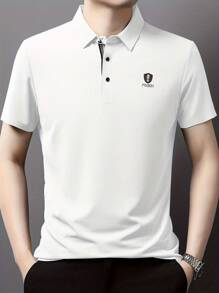 Men's Summer Seamless Breathable Collared Polo Shirt, Light Business Casual Dress - White - View 3