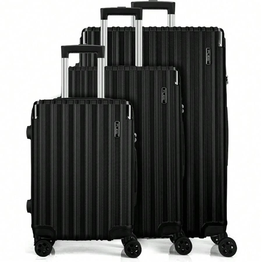 Large Suitcase Hard Shell | Aluminum Telescopic Handle | TSA 3 Digit Combination Lock | 4 Dual Spinner Wheels | Lightweight Suitcase Large. (Black, Large 28") - Black - View 1